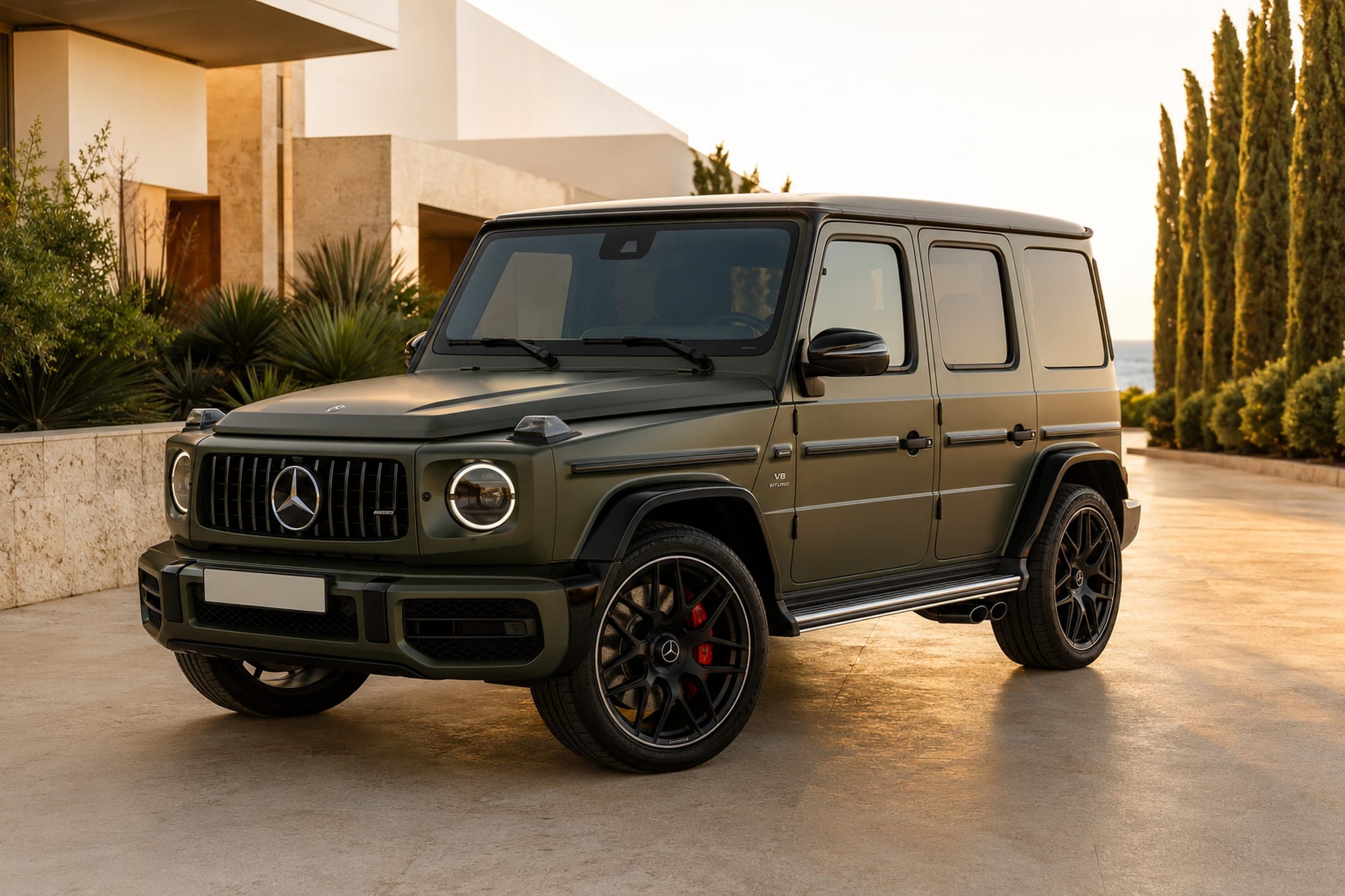 Mercedes-AMG G63 Olive Magno frontal lateral